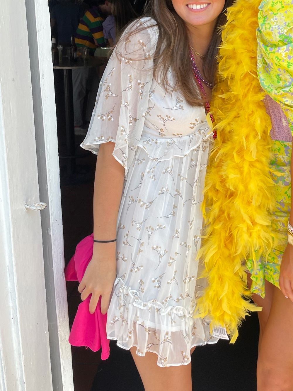 White Floral Backless Ruffle Mini Dress - Picture 5 of 5